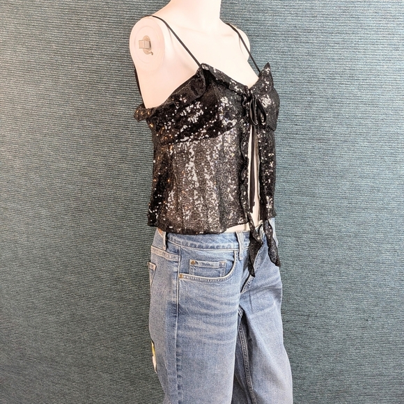 Sequin Ruffle Tie-Front Cami - Picture 8 of 16